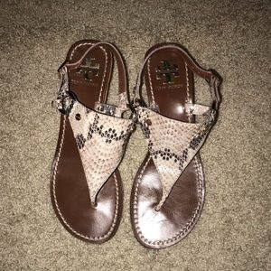 Tory Burch wedge snakeskin sandals